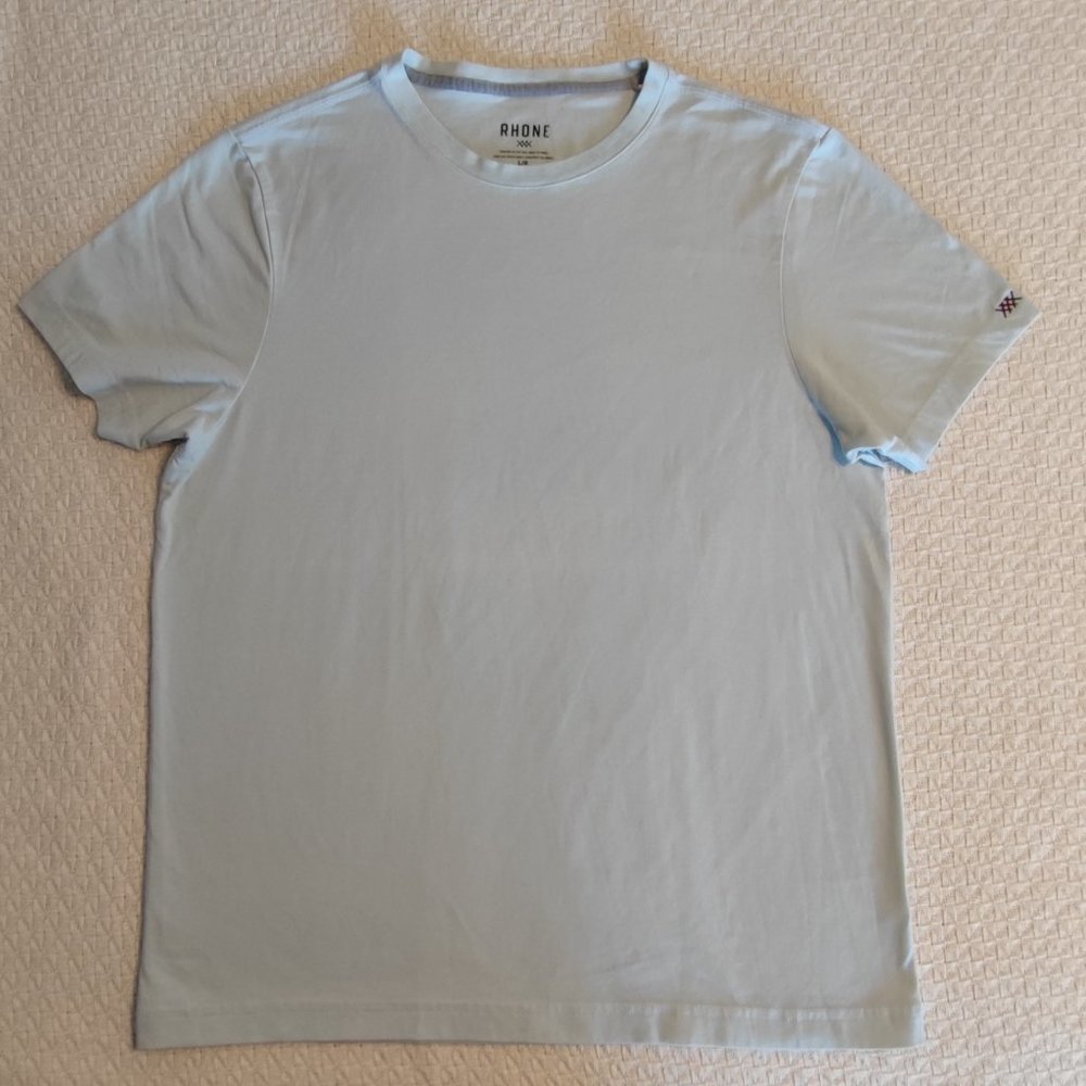 Rhone Men's Shirt L Large Blue Organic Pima Cotton Short Sleeve Shirt